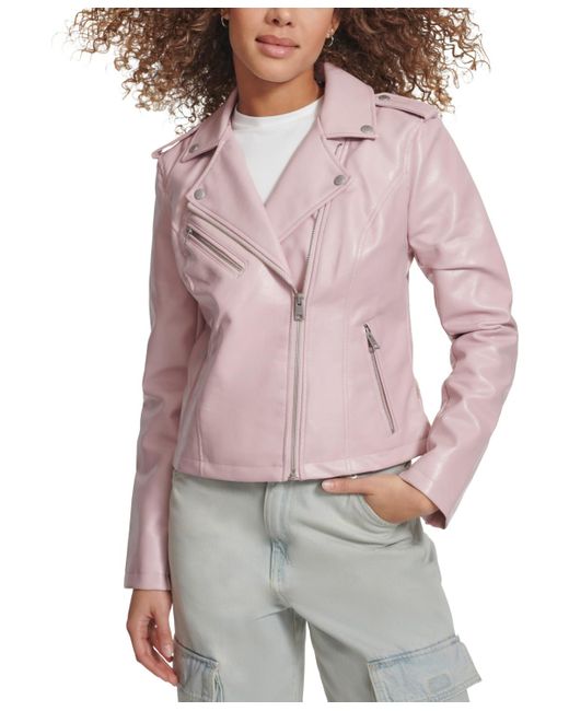 Levi s Faux Leather Moto Jacket in Purple Lyst