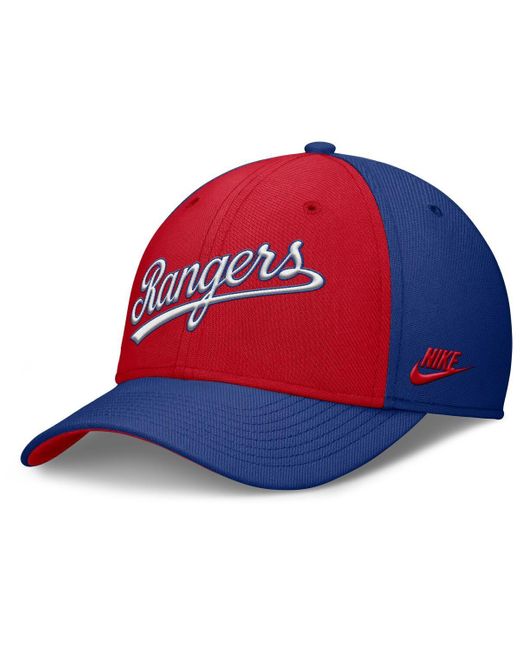 Nike Royal/red Texas Rangers Rise Swoosh Performance Flex Hat for men