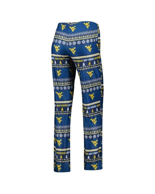 Concepts Sport Blue 2-piece West Virginia Mountaineers Holiday Long Sleeve Top And Pants Sleep Set