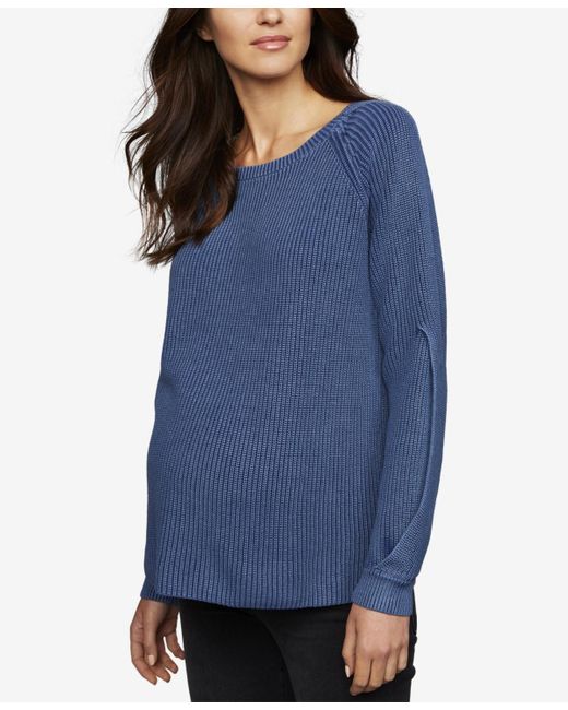 A Pea In The Pod Blue Maternity Boyfriend Sweater