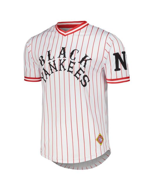 Stitches White Distressed Black Yankees V-neck Jersey for men