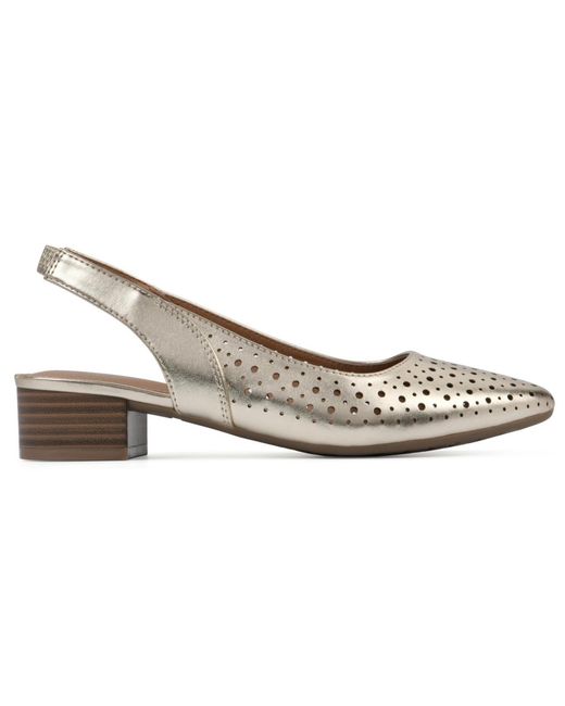 White Mountain Metallic Boronic Block Heel Slingbacks