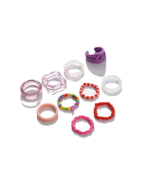 SOH Pink Beaded Multi-layer Ring