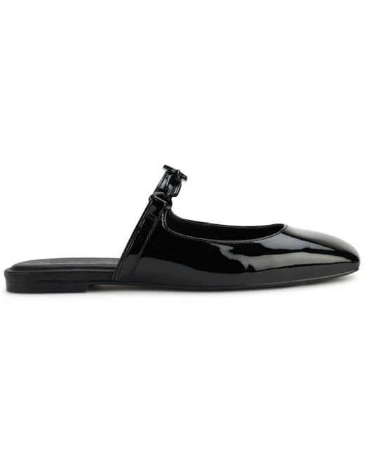 Karl Lagerfeld Black Zilla Square Toe Mule Flats