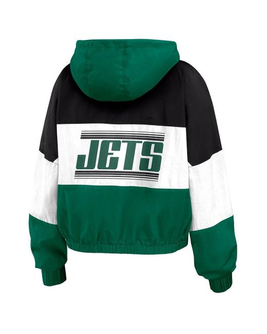 WEAR by Erin Andrews Green New York Jets Color Block Full-zip Windbreaker Jacket