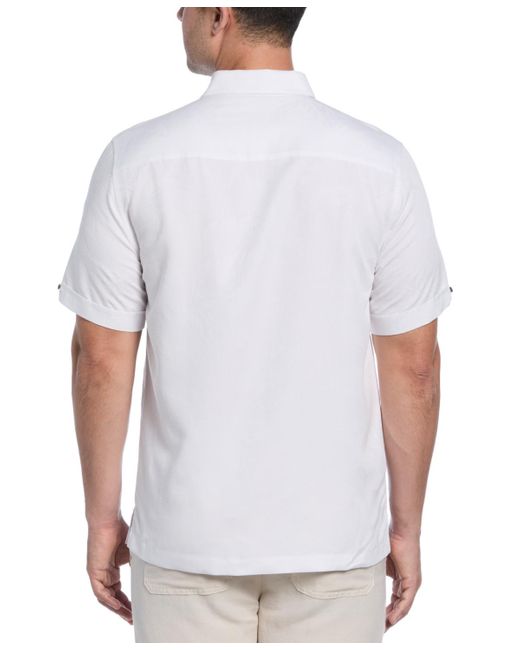 Cubavera White Palm Print Short-sleeve Button-down Shirt for men
