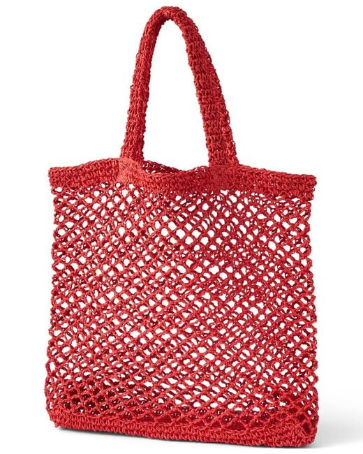 Lands' End Red Openweave Straw Bag
