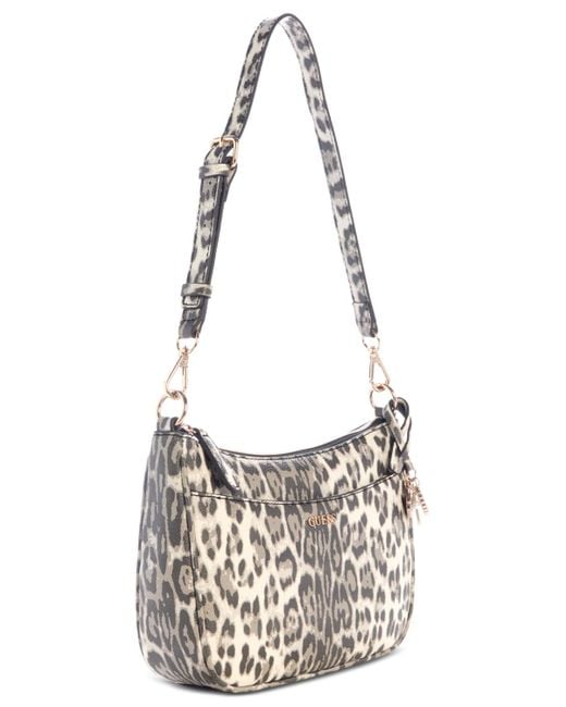 Guess Metallic Tinsley Medium Leopard Print Shoulder Bag
