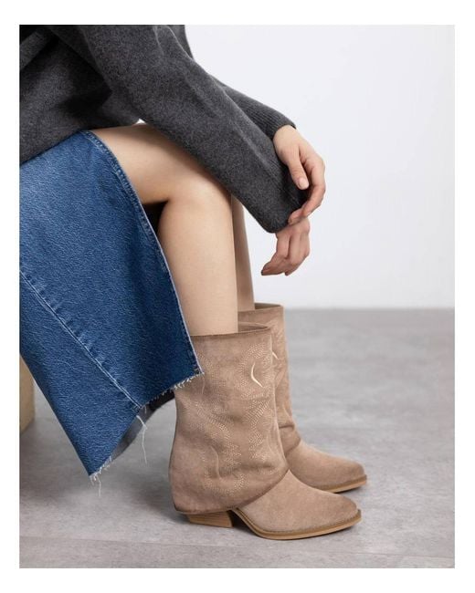 Xti Brown Suede Foldover Booties By