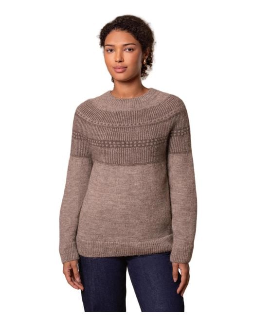 Celtic & Co. Brown British Wool Yoke Pattern Sweater