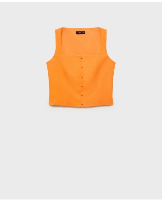 Mango Orange Buttons Cotton Top