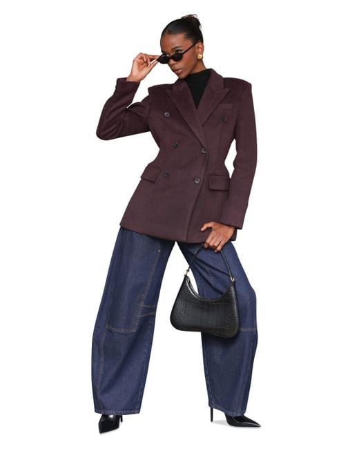 Avec Les Filles Purple Notched-collar Blazer Coat
