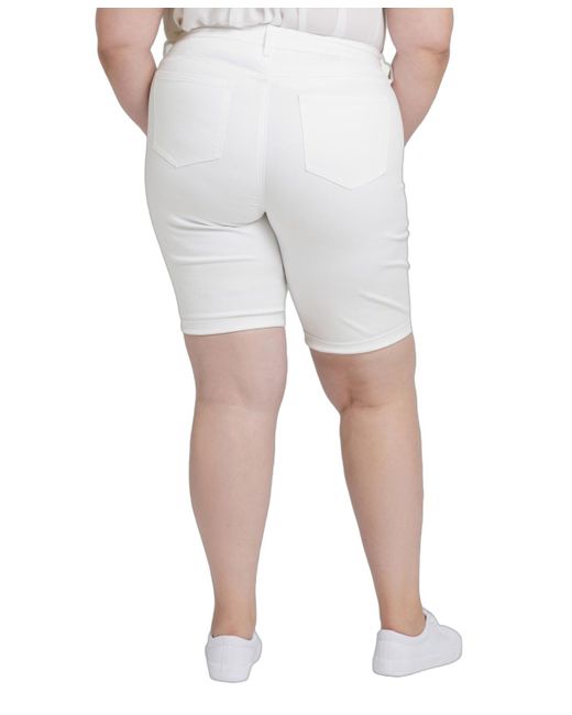 NYDJ White Plus Size Briella Roll Cuff Denim Shorts