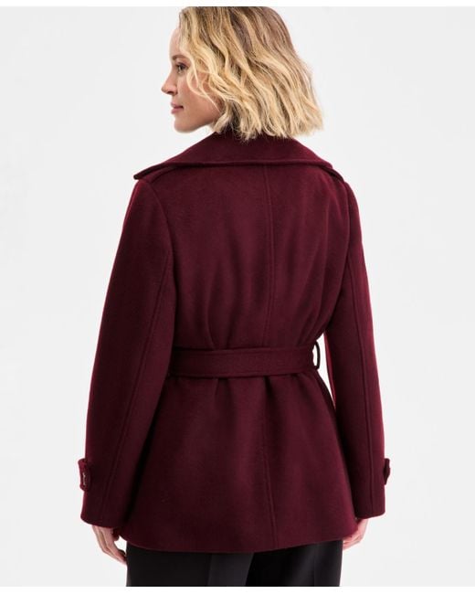 Michael Kors Red Michael Double-breasted Belted Wrap Coat
