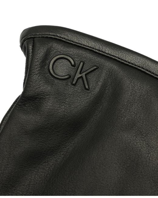 Calvin Klein Gray Injected Leather Gloves for men
