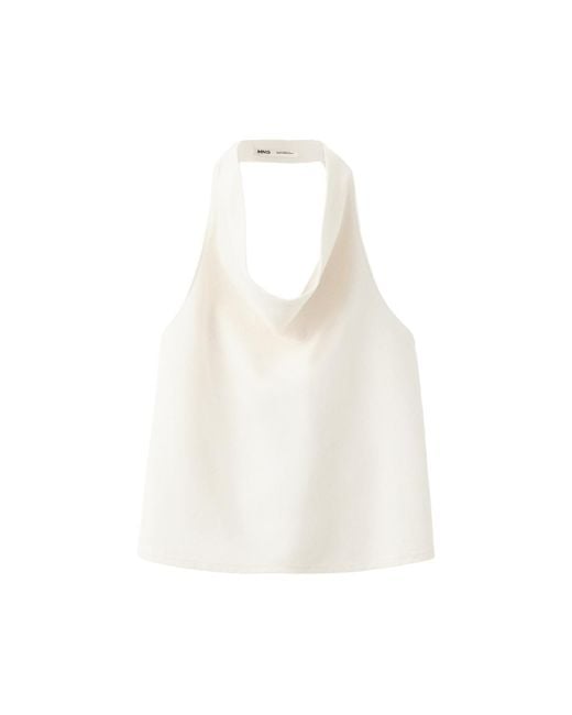Mango White Draped Halter Top