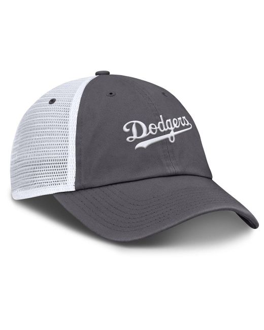 Nike Gray Los Angeles Dodgers Wordmark Club Adjustable Trucker Hat for men