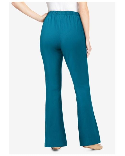 Woman Within Blue Within Fineline Stretch Denim Pull-on Bootcut Jeans