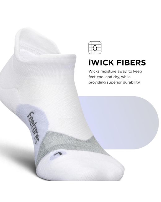 FEETURES SOCKS White Elite Light Cushion No Show Tab Ankle Socks for men