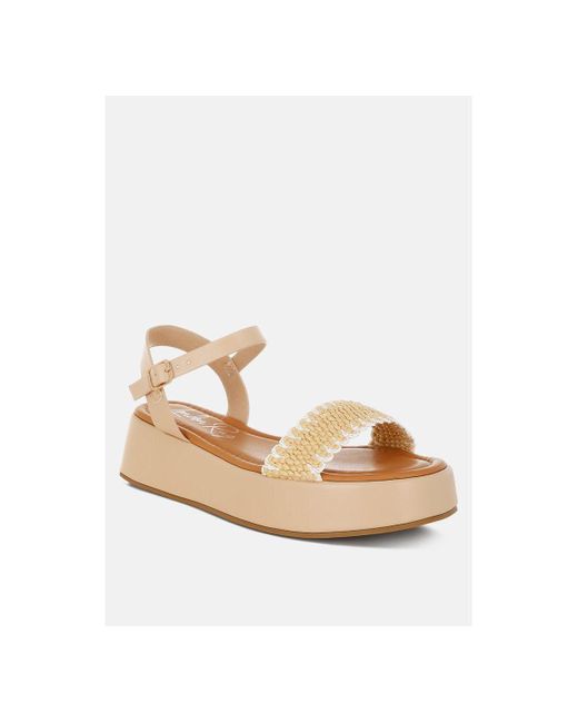 LONDON RAG Metallic Anglong Raffia Flatform Sandals