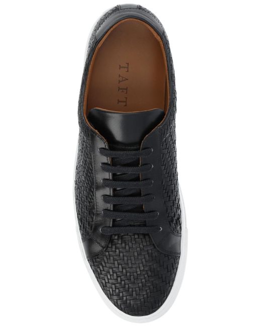 Taft Black Woven Handcrafted Leather Low Top Lace-up Sneaker for men