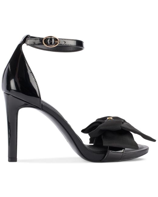 Karl Lagerfeld Black Paris Kenz Bow Evening Ankle Strap Heeled Sandal