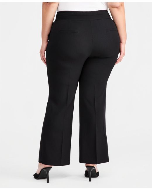 Kasper Black Plus Size Double-button Bootcut Pants