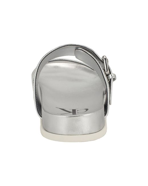 Calvin Klein Metallic Landesa Double Band Flat Slip-on Sandals