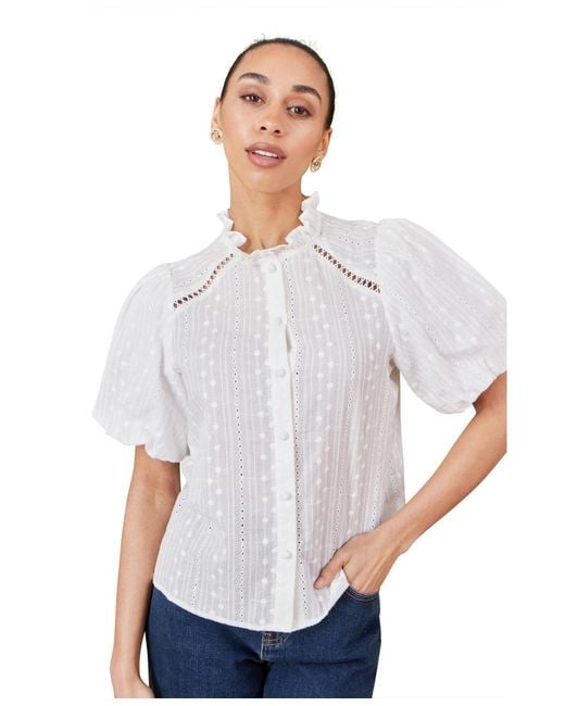 Yumi' White Puff Sleeve Shirt