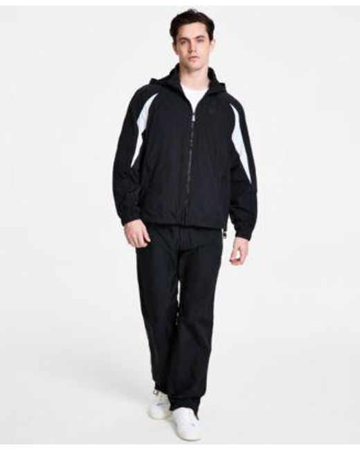 Boss Blue Hugo By Benno Colorblocked Hooded Track Jacket Gregor Relaxed Fit Track Pants for men