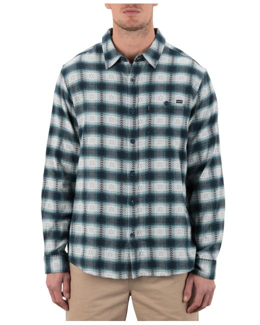 Hurley Blue Portland Stretch Flannel Long Sleeve Shirt for men
