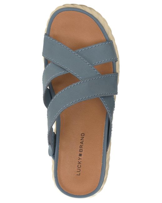 Lucky Brand Blue Loftee Crisscross Platform Espadrille Sandals