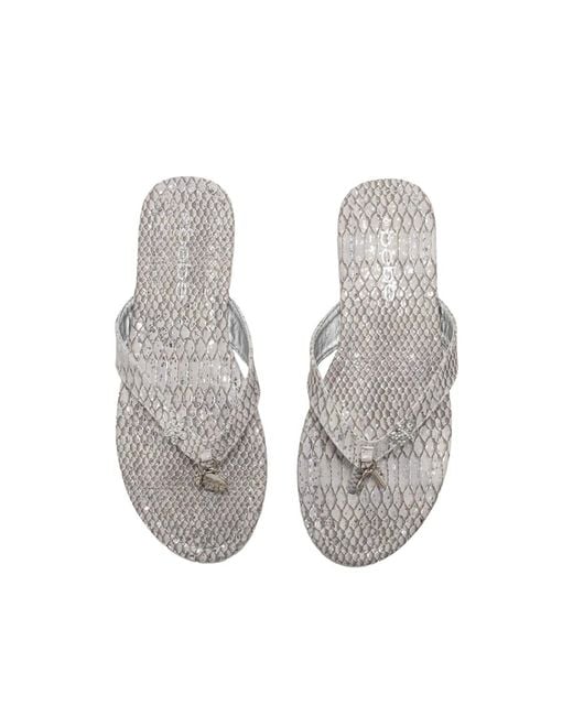 Bebe White S Metallic Thong Sandals