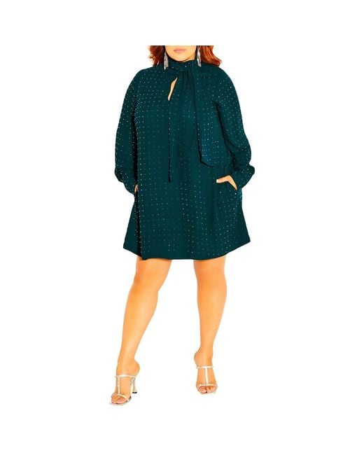 City Chic Green Plus Size Nailhead Tunic Top