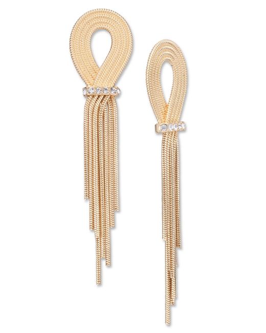 INC International Concepts White Pave Looped Chain Statement Earrings