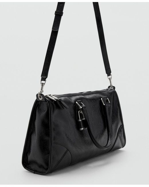 Mango Black Rectangular Handles Handbag