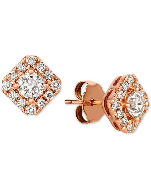 Le Vian Pink Diamond Halo Square Stud Earrings (3/4 Ct. T.w.) In 14k Rose Gold Or 14k Yellow Gold