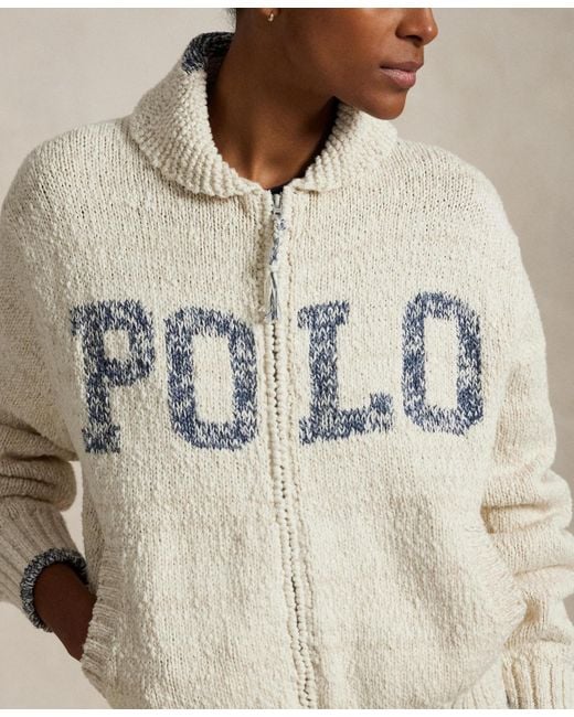 Polo Ralph Lauren zip カーディガン　オフホワイト Polo Ralph Lauren Boys 8-20 Cable-Knit Cotton Full-Zip Sweater