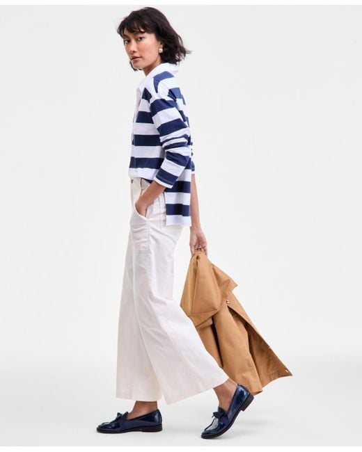 On 34th Blue High-rise Wide-leg Chino Pants