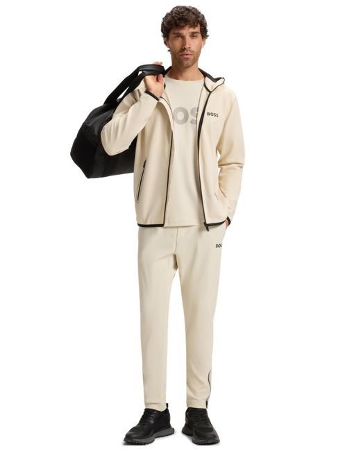 Boss Natural Boss By Active Stretch-gabardine Zip-up Hoodie for men