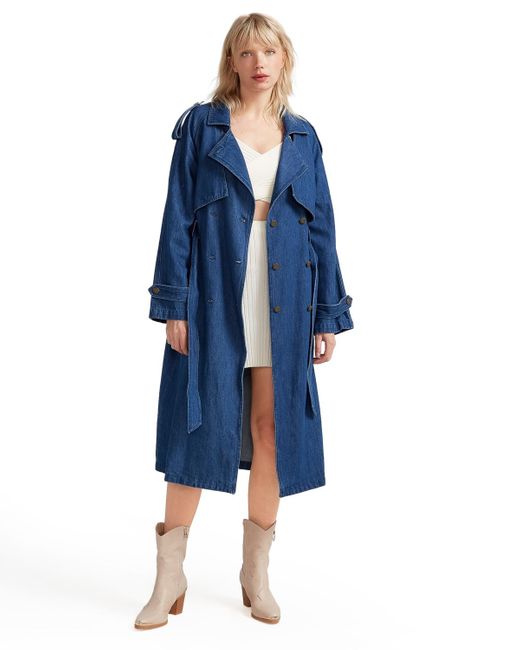 Belle & Bloom Wild Skies Denim Trench Coat in Blue Lyst