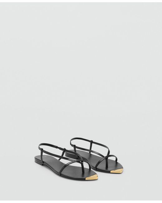 Mango White Strap And Contrasting Toe Leather Sandals