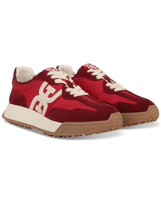 Sam Edelman Red Langley Emblem Lace-up Trainer Sneakers