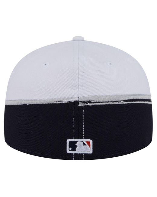 KTZ Blue Navy/white Detroit Tigers Paint Stroke 59fiftyâ Fitted Hat for men