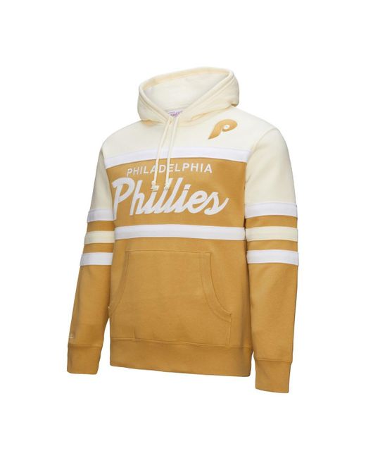 Mitchell & Ness Natural Tan/cream Philadelphia Phillies Head Coach Pullover Hoodie for men