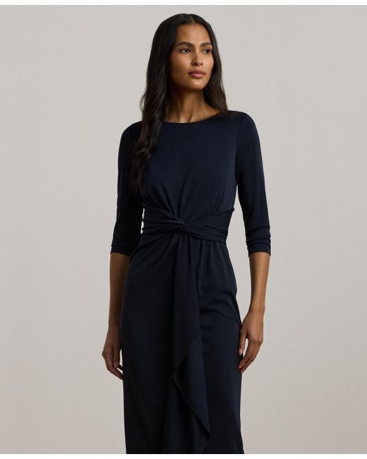Ralph Lauren Twist-front Stretch Jersey Midi Dress in Blue