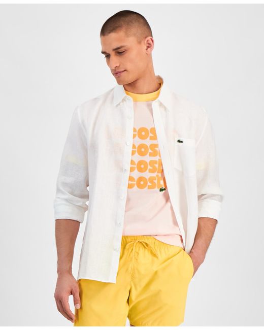 Lacoste White Regular-fit Linen Shirt for men