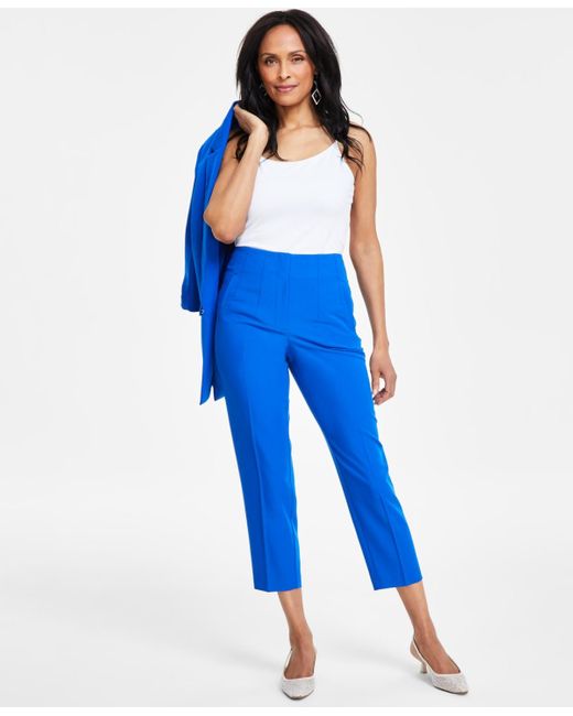 INC International Concepts Blue High Rise Tapered Cropped Pants