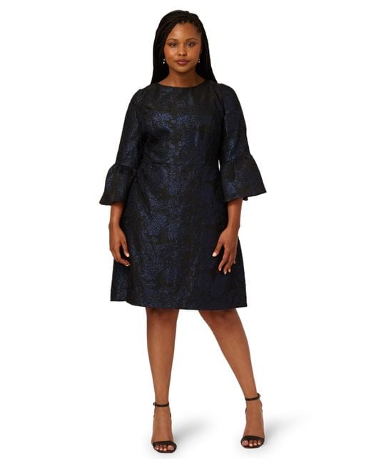 Adrianna Papell Plus Size A-line Jacquard Dress in Black | Lyst