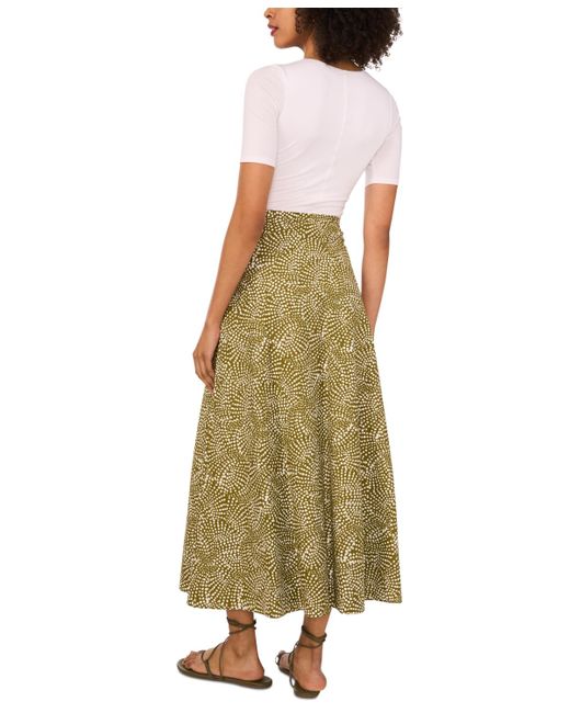 1.STATE Green Cotton Printed Maxi Skirt